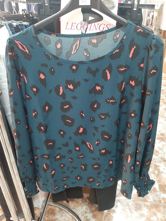 Camisa mujer Azul Leopardo